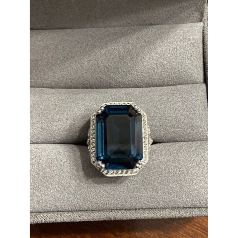Dark Blue Topaz Sterling Silver Ring Size 5